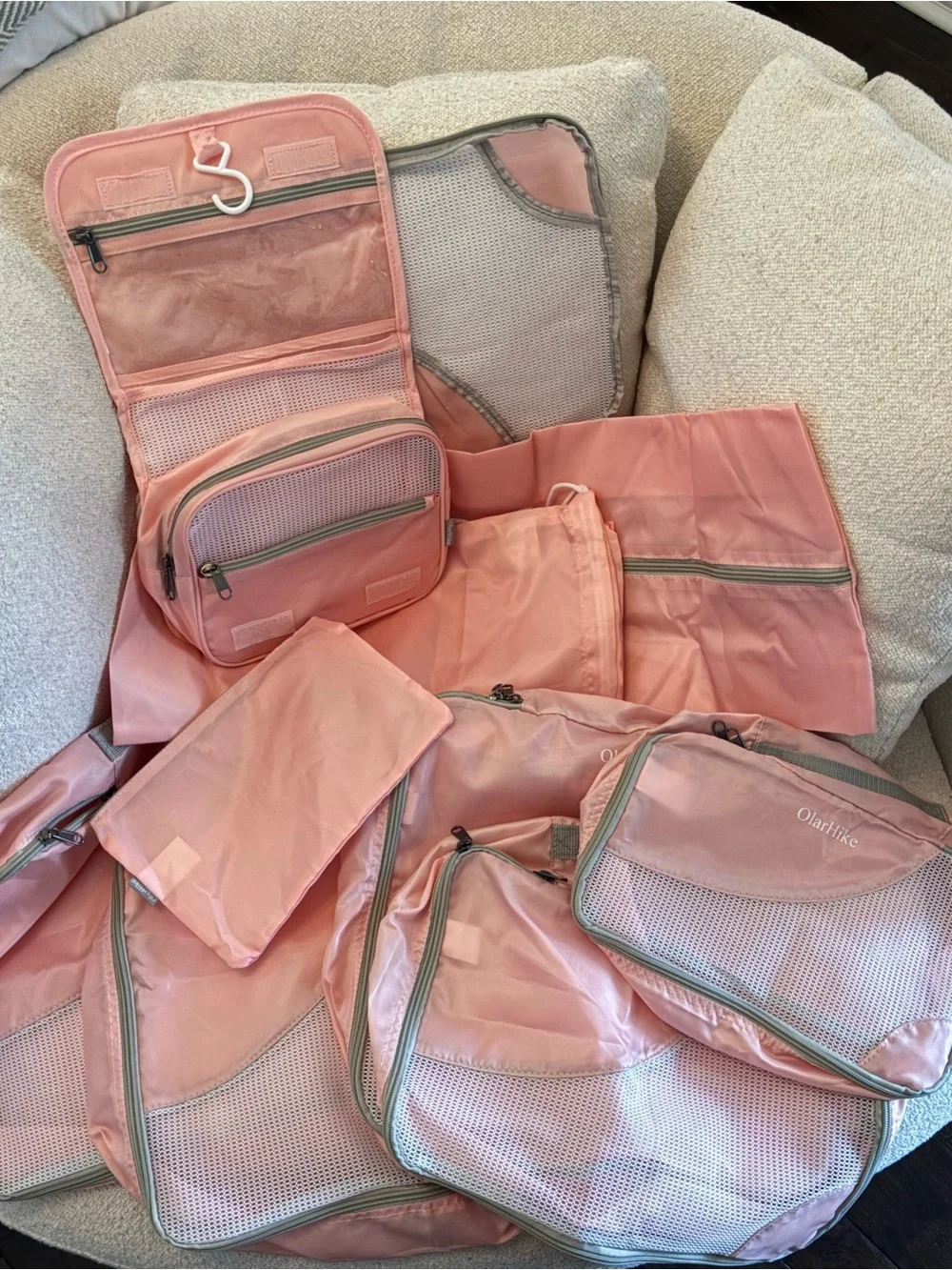 Packing Cubes set of 10 OlarHike Pink Luggage Travel Accessories